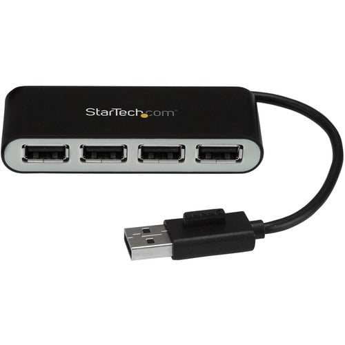 StarTech.com 4 Port Portable USB 2.0 Hub w/ Built-in Cable - 4 Port USB Hub - USB - External - 4 USB Port(s) - 4 USB 2.0 Port(s) - PC, Mac, Linux - TAA Compliant IM3510397