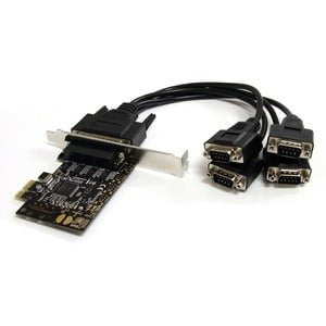 StarTech.com 4 Port RS232 PCI Express Serial Card w/ Breakout Cable - PCI Express x1 - 4 x DB-9 RS-232 - Serial, Via Cable - Plug-in Card - TAA Compliant IM1722040