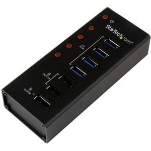 StarTech.com 4 Port USB 3.0 Hub plus 3 Dedicated USB Charging Ports (2 x 1A & 1 x 2A) - 5Gbps - Wall Mountable Metal Enclosure - USB - External - 7 USB Port(s) - 4 USB 3.0 Port(s) - PC, Mac IM2561435