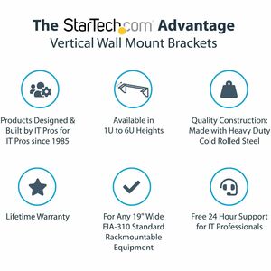 StarTech.com 4U 19in Steel Vertical Wallmount Equipment Rack Bracket - TAA Compliant IM2902529