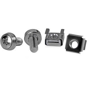 StarTech.com 50 Pkg M6 Mounting Screws and Cage Nuts - Cage Nut, Rack Screw - Stainless Steel - Silver - 50 / Pack - TAA Compliant IM2902483