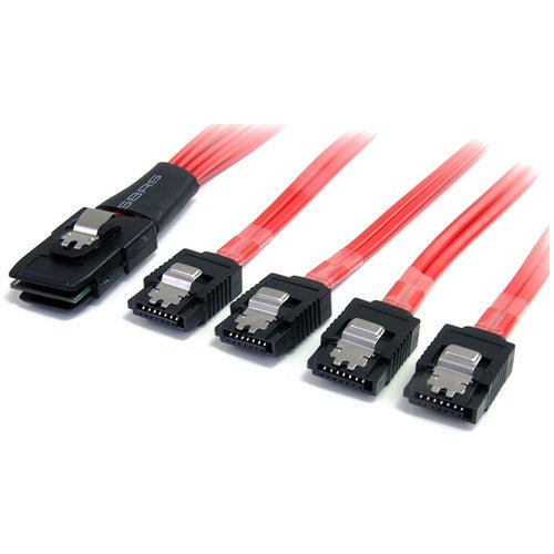 StarTech.com 50cm Serial Attached SCSI SAS Cable - SFF-8087 to 4x Latching SATA - 50 cm SAS/SATA Data Transfer Cable for Hard Drive, SAS Controller, Backplane - First End: 1 x 36-pin SFF-8087 Mini-SAS - Male - Second End: 4 x 7-pin SATA - Male - 6 Gbit/s IM1861392