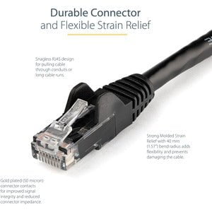StarTech.com 5m CAT6 Ethernet Cable - Black Snagless Gigabit - 100W PoE UTP 650MHz Category 6 Patch Cord UL Certified Wiring/TIA - 5 m Category 6 Network Cable for Network Device - First End: 1 x RJ-45 Network - Male - Second End: 1 x RJ-45 Network - Male IM2086115