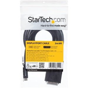 StarTech.com 6.6 ft / 2 m USB-C to DVI Cable - USB Type-C Video Adapter Cable - 1920 x 1200 - Black - 2 m DVI/USB Video/Data Transfer Cable for Projector, Workstation, MacBook, TV - First End: 1 x 25-pin DVI-D Digital Video - Male - Second End: 1 x 24-pin IM3389651