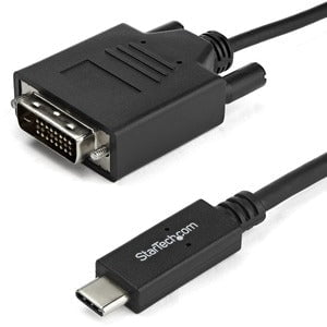 StarTech.com 6.6 ft / 2 m USB-C to DVI Cable - USB Type-C Video Adapter Cable - 1920 x 1200 - Black - 2 m DVI/USB Video/Data Transfer Cable for Projector, Workstation, MacBook, TV - First End: 1 x 25-pin DVI-D Digital Video - Male - Second End: 1 x 24-pin IM3389651