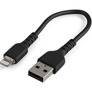 StarTech.com 6 inch/15cm Durable Black USB-A to Lightning Cable, Rugged Heavy Duty Charging/Sync Cable for Apple iPhone/iPad MFi Certified - 15 cm Lightning/USB Data Transfer Cable for iPhone, iPad Air, iPad mini, Mobile Device - First End: 1 x 8-pin Ligh IM5088362