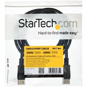 StarTech.com 6ft (2m) DisplayPort 1.2 Cable, 4K x 2K UHD VESA Certified DisplayPort Cable, DP Cable/Cord for Monitor, w/ Latches - 1.83 m DisplayPort A/V Cable for Audio/Video Device, Monitor, Workstation, Projector - First End: 1 x 20-pin DisplayPort 1.2 IM1598622