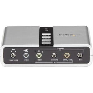 StarTech.com 7.1 USB Audio Adapter External Sound Card - 7.1 Sound Channels - External - 48 kHz Maximum Playback Sampling Rate - USB - 1 x Number of Audio Line Out IM1604160