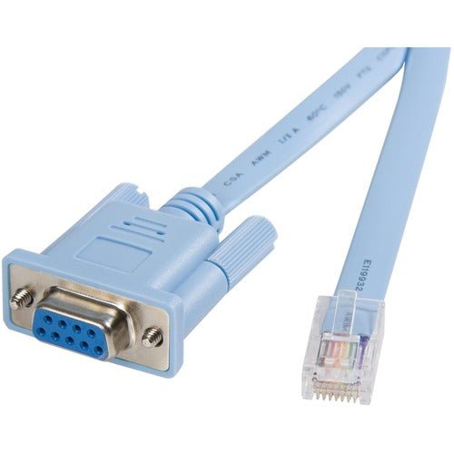 StarTech.com Cisco console router cable - RJ45 (m) - DB9 (f) - 6 ft - 1.83 m DB-9/RJ-45 Network Cable for Network Device, Notebook, Router - First End: 1 x RJ-45 Network - Male - Second End: 1 x 9-pin DB-9 Serial - Female - Blue IM1603270