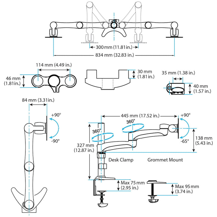 Startech.com Desk Mount Dual Monitor Arm, Articulating, Up To 24" Monitor DDARMDUAL