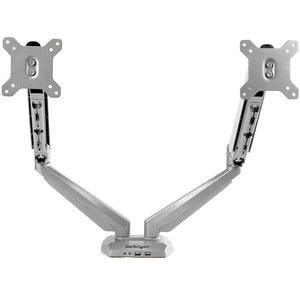 StarTech.com Desk Mount Dual Monitor Arm with USB & 3.5mm Audio, Desk Clamp Ergonomic VESA Mount for up to 32" (17.6lb/8kg) Displays - Height Adjustable - 2 Display(s) Supported - 38.1 cm to 81.3 cm (32") Screen Support - 15.97 kg Load Capacity - 75 x 75, IM4935770