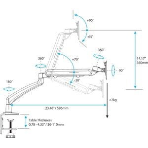 StarTech.com Desk Mount Monitor Arm, Slim Profile, For VESA Mount Monitors up to 34" (15.4lb/7kg), Adjustable Single Monitor Mount, Steel - Mount your display on your desk surface or through a grommet, with spring-assisted height adjustment - Single Desk IM2998287