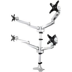 StarTech.com Desk Mount Quad Monitor Arm, 4 VESA Displays up to 30" (24.8lb/11.3kg), Premium Ergonomic Articulating Adjustable Pole Mount - VESA 75x75/100x100mm desk mount quad monitor arm 2x2 supports 4 displays up to 30in (24.8lb/screen) - Ergonomic hei IM4687938