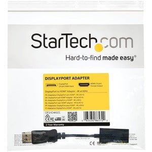 StarTech.com DisplayPort to HDMI Adapter, 4K 60Hz Active DP 1.4 to HDMI 2.0 Video Converter for Monitor/Display, Latching DP Connector - 1 Pack - 1 x 20-pin DisplayPort 1.4 Digital Audio/Video - Male - 1 x 19-pin HDMI 2.0 Digital Audio/Video - Female - Bl IM3493573