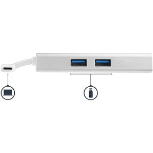 StarTech.com Docking Station - for Notebook - 60 W - USB Type C - 1 Displays Supported - 4K - 4096 x 2160, 3840 x 2160 - 2 x USB Ports - 2 x USB 3.0 - 2 x USB Type-A Ports - USB Type-A - USB Type-C - Network (RJ-45) - HDMI - Silver, White - Wireless LAN - IM3638553