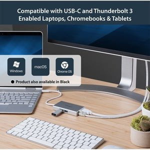StarTech.com Docking Station - for Notebook - 60 W - USB Type C - 1 Displays Supported - 4K - 4096 x 2160, 3840 x 2160 - 2 x USB Ports - 2 x USB 3.0 - 2 x USB Type-A Ports - USB Type-A - USB Type-C - Network (RJ-45) - HDMI - Silver, White - Wireless LAN - IM3638553