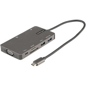 StarTech.com Docking Station - for Notebook/Tablet/Monitor - Memory Card Reader - SD - 100 W - USB 3.1 (Gen 1) Type C - 1 Displays Supported - 4K - 4096 x 2160, 3840 x 2160, 1920 x 1080 - USB Type-A - USB Type-C - Network (RJ-45) - HDMI - VGA - Space Gray IM5394831