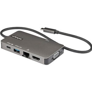 StarTech.com Docking Station - for Notebook/Tablet/Smartphone - 100 W - USB Type C - 1 Displays Supported - 4K - 3840 x 2160 - 2 x USB Type-A Ports - USB Type-A - 1 x USB Type-C Ports - USB Type-C - Network (RJ-45) - 1 x HDMI Ports - HDMI - VGA - Thunderb IM5325682
