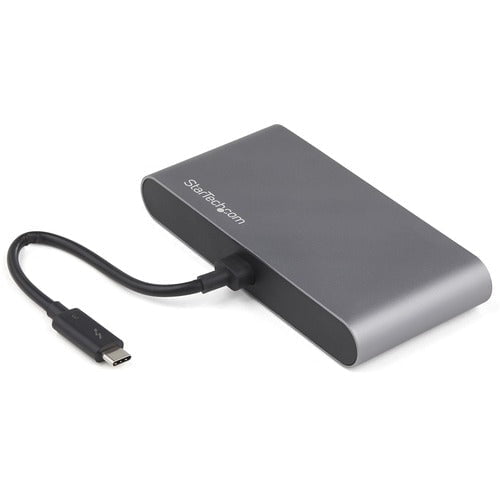 StarTech.com Docking Station - for Notebook - Thunderbolt 3 - 2 Displays Supported - 4K - 3840 x 2160 - 1 x USB Type-A Ports - USB Type-A - 1 x RJ-45 Ports - Network (RJ-45) - DisplayPort - Black, Silver - Wired - Gigabit Ethernet - Windows 11, Windows 10 IM4936068