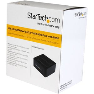StarTech.com Drive Dock SATA/600 - USB 3.0 Type B, eSATA Host Interface - UASP Support External - Black - Dual-Bay Hard Drive Dock for 2.5" / 3.5" SATA Drives; SATA I/II/III HDD/SSD; eSATA (6 Gbps) or USB 3.2 (5 Gbps) Host Connection; Top-Loading Drive Ba IM2684966