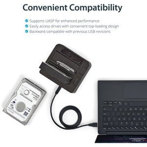StarTech.com Drive Dock SATA/600 - USB 3.1 Type B Host Interface - UASP Support External - Black - Dual-Bay Hard Drive Dock for 2.5" / 3.5" SATA Drives; SATA III (6.0 Gbps) HDD/SSD; USB 3.2 Gen 2 (10 Gbps) Host Connection; Top-Loading Drive Bay w/ Drive D IM2997218