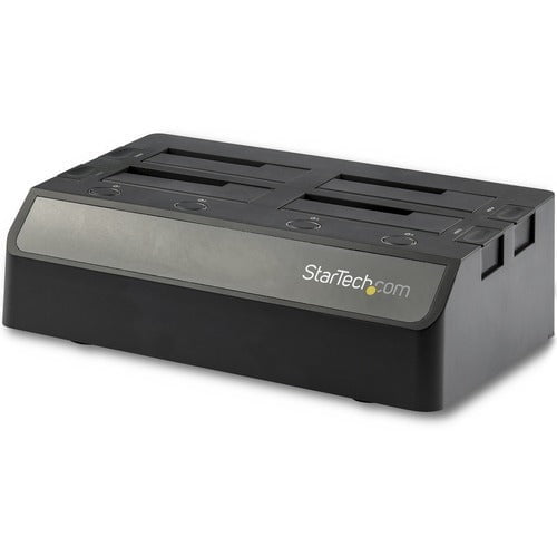 StarTech.com Drive Dock SATA/600 - USB 3.1 Type C Host Interface - UASP Support External - Black - Quad-Bay Hard Drive Dock for 2.5" / 3.5" SATA drives; SATA III (6.0 Gbps) HDD/SSD; USB 3.2 Gen 2 (10 Gbps); Dual 60mm Fans; Top-Loading Drive Bay w/ Dust Co IM4351665