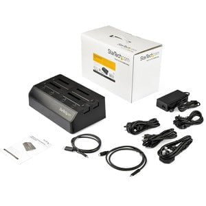StarTech.com Drive Dock SATA/600 - USB 3.1 Type C Host Interface - UASP Support External - Black - Quad-Bay Hard Drive Dock for 2.5" / 3.5" SATA drives; SATA III (6.0 Gbps) HDD/SSD; USB 3.2 Gen 2 (10 Gbps); Dual 60mm Fans; Top-Loading Drive Bay w/ Dust Co IM4351665