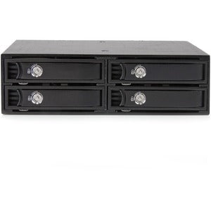 StarTech.com Drive Enclosure for 5.25" SATA/600, Serial Attached SCSI (SAS) - Serial ATA/600 Host Interface Internal - Black - 4 x HDD Supported - 4 x SSD Supported - 4 x Total Bay - 4 x 2.5" Bay - Aluminium IM2962757
