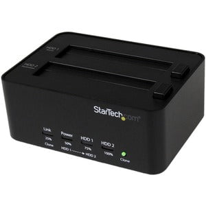 StarTech.com Dual Bay Hard Drive Duplicator and Eraser, External HDD/SSD Cloner / Copier / Wiper Tool, USB 3.0 to SATA Docking Station - Standalone - 1 x Source Drive(s) Supported - 1 x Destination Drive(s) Supported - Serial ATA/600 Drive Interface - USB IM2523155
