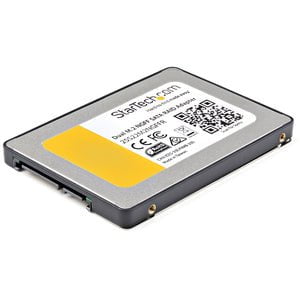 StarTech.com Dual M.2 NGFF SATA Adapter With RAID - Install two M.2 SSDs into a 2.5" bay to create high-performance storage with RAID - Dual M.2 SATA adapter - 2x M.2 SSDs to 2.5in SATA (6Gbps) RAID adapter converter with TRIM - Dual M.2 SSD adapter enclo IM3153187