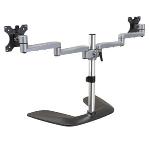 StarTech.com Dual Monitor Stand, Ergonomic Desktop Monitor Stand for up to 32"(17.6lb/8kg) VESA Displays, Free-Standing Adjustable, Silver - Up to 81.3 cm (32") Screen Support - 16 kg Load Capacity - 55.1 cm Height x 11.7 cm Width - Desktop, Freestanding IM4548174