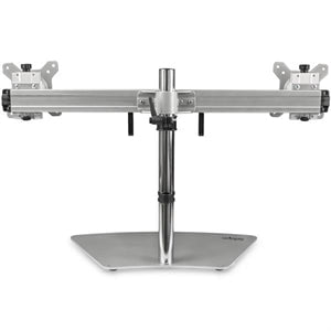 StarTech.com Dual Monitor Stand, Free Standing Desktop Pole Stand for 2x 24" (17.6lb/8kg) VESA Mount Displays, Height Adjustable, Silver - VESA 75x75/100x100mm free standing dual monitor stand for displays up to 24" (18lb) - Height adjustable 25" crossbar IM4545047