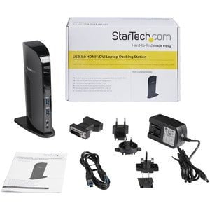 StarTech.com Dual Monitor USB 3.0 Docking Station with HDMI & DVI - 6 x USB Ports - Included DVI to VGA Adapter - Dual monitor dock connects HDMI & DVI displays to your laptop - 6 USB dock ports - 2 x USB 3.0 & 4 x USB 2.0 - Included DVI to VGA adapter - IM2086148