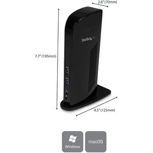 StarTech.com Dual Monitor USB 3.0 Docking Station with HDMI & DVI - 6 x USB Ports - Included DVI to VGA Adapter - Dual monitor dock connects HDMI & DVI displays to your laptop - 6 USB dock ports - 2 x USB 3.0 & 4 x USB 2.0 - Included DVI to VGA adapter - IM2086148