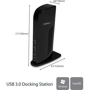 StarTech.com Dual Monitor USB 3.0 Docking Station with HDMI & DVI - 6 x USB Ports - Included DVI to VGA Adapter - Dual monitor dock connects HDMI & DVI displays to your laptop - 6 USB dock ports - 2 x USB 3.0 & 4 x USB 2.0 - Included DVI to VGA adapter - IM2086148