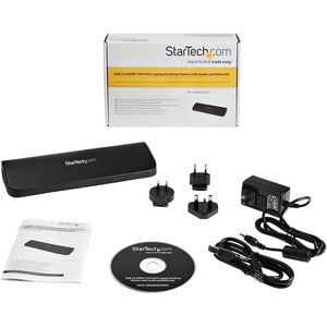 StarTech.com Dual Monitor USB 3.0 Laptop Docking Station, HDMI & DVI/VGA, 3x USB-A Hub, GbE, Audio, Universal USB-A Dock, Win/Mac, TAA - Dual Monitor USB 3.0 docking station w/ HDMI VGA DVI - Up to 1920x1080 (HDMI) 1920x1200 (DVI-D) and 2048x1152 (VGA) - IM2452823
