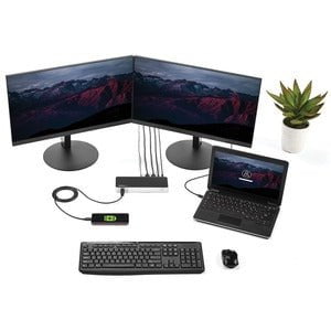 StarTech.com Dual-Monitor USB-C Dock for Windows® - 5x USB3.0 Ports - 2 Displays Supported - 4K - 1920 x 1200, 4096 x 2160, 3840 x 2160 - 4 x USB Ports - 4 x USB 3.0 - USB Type-A - USB Type-C - Network (RJ-45) - HDMI - DisplayPort - Audio Line Out - Micro IM4142935
