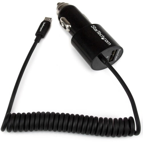 StarTech.com Dual-Port Car Charger with Micro-USB Cable and USB Port - Black - 1 Pack - 21 W - 5 V DC/4.20 A Output IM2894958