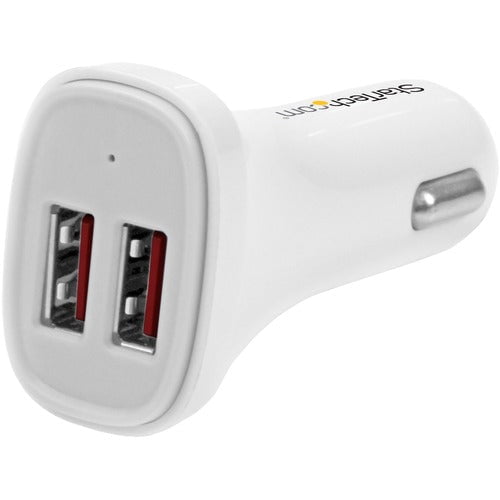 StarTech.com Dual Port USB Car Charger - White - High Power 24W/4.8A - 2 Port USB Car Charger - 1 Pack - 5 V DC/4.80 A Output IM3389660