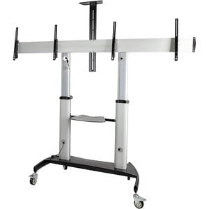 StarTech.com Dual TV Cart, 60in VESA TVs up to 50kg/110lb each, Height Adjustable Mobile Display Mount/Cart, Rolling TV Cart on Wheels - 2 Shelf - 109.77 kg Capacity - 4 Casters - Aluminium - 711.2 mm Length x 2225 mm Width x 2377.4 mm Height - For 2 Devi IM5445654