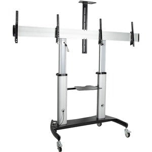 StarTech.com Dual TV Cart, 60in VESA TVs up to 50kg/110lb each, Height Adjustable Mobile Display Mount/Cart, Rolling TV Cart on Wheels - 2 Shelf - 109.77 kg Capacity - 4 Casters - Aluminium - 711.2 mm Length x 2225 mm Width x 2377.4 mm Height - For 2 Devi IM5445654