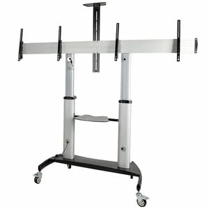 StarTech.com Dual TV Cart, 60in VESA TVs up to 50kg/110lb each, Height Adjustable Mobile Display Mount/Cart, Rolling TV Cart on Wheels - 2 Shelf - 109.77 kg Capacity - 4 Casters - Aluminium - 711.2 mm Length x 2225 mm Width x 2377.4 mm Height - For 2 Devi IM5445654