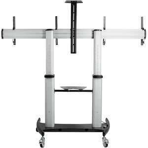 StarTech.com Dual TV Cart, 60in VESA TVs up to 50kg/110lb each, Height Adjustable Mobile Display Mount/Cart, Rolling TV Cart on Wheels - 2 Shelf - 109.77 kg Capacity - 4 Casters - Aluminium - 711.2 mm Length x 2225 mm Width x 2377.4 mm Height - For 2 Devi IM5445654