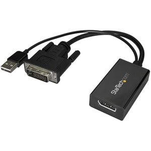 StarTech.com DVI to DisplayPort Adapter with USB Power - DVI-D to DP Video Adapter - DVI to DisplayPort Converter - 1920 x 1200 - 1 Pack - 1 x 20-pin DisplayPort 1.2 Digital Audio/Video - Female - 1 x Powered USB Type A - Male, 1 x 25-pin DVI-D (Single-Li IM4031621