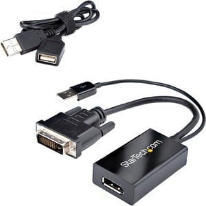 StarTech.com DVI to DisplayPort Adapter with USB Power - DVI-D to DP Video Adapter - DVI to DisplayPort Converter - 1920 x 1200 - 1 Pack - 1 x 20-pin DisplayPort 1.2 Digital Audio/Video - Female - 1 x Powered USB Type A - Male, 1 x 25-pin DVI-D (Single-Li IM4031621