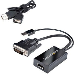 StarTech.com DVI to DisplayPort Adapter with USB Power - DVI-D to DP Video Adapter - DVI to DisplayPort Converter - 1920 x 1200 - 1 Pack - 1 x 20-pin DisplayPort 1.2 Digital Audio/Video - Female - 1 x Powered USB Type A - Male, 1 x 25-pin DVI-D (Single-Li IM4031621