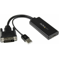 StarTech.com DVI to HDMI Video Adapter with USB Power and Audio - DVI-D to HDMI Converter - 1080p - 1 Pack - 1 x 25-pin DVI-D Digital Video - Male, 1 x USB Type A - Male - 1 x 19-pin HDMI Digital Audio/Video - Female - Black IM3310240