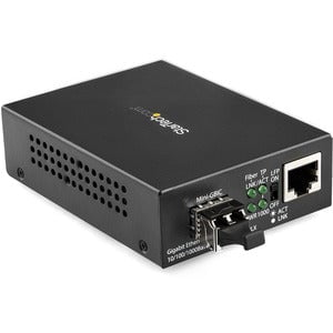 StarTech.com Gigabit Ethernet Fiber Media Converter - Compact - 850nm MM LC - 550m - 1 x Network (RJ-45) - 1 x LC Ports - DuplexLC Port - Multi-mode - Gigabit Ethernet - 10/100/1000Base-TX, 1000Base-LX, 1000Base-SX, 1000Base-T - 550 m - AC Adapter - Deskt IM3009597