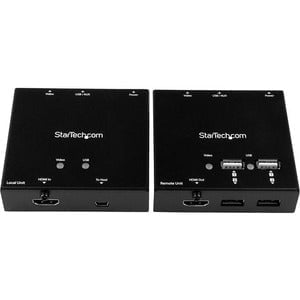 StarTech.com HDMI over CAT6 Extender with 4-port USB Hub - 165 ft (50m) - 1080p - 1 Input Device - 1 Output Device - 79.25 m Range - 4 x Network (RJ-45) - 5 x USB - 1 x HDMI In - 1 x HDMI Out - WUXGA - 1920 x 1200 - Twisted Pair - Category 6 - TAA Complia IM3141116