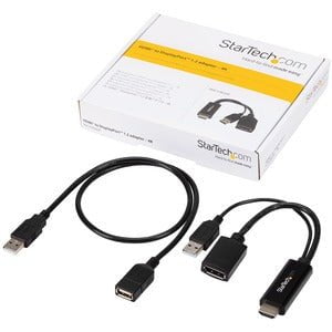 StarTech.com HDMI to DisplayPort Adapter - 4K 30Hz - HDMI to DisplayPort Converter - Compact HDMI to DP Adapter - USB-Powered - 1 Pack - 1 x 19-pin HDMI Digital Audio/Video - Male - 1 x 20-pin DisplayPort Digital Audio/Video - Female, 1 x Powered USB Type IM3066483